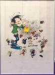 Sérigraphie Franquin Gaston secouant livre signée