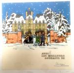 Carte de voeux Tintin au Château 1966 signée Hergé